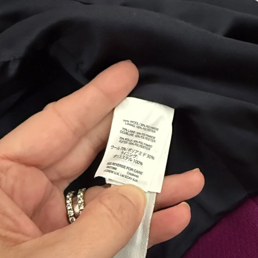 J Crew Cocoon Coat Wool Plum Purple Size 0 Stadium Cloth Nello Gori - Picture 9 of 9